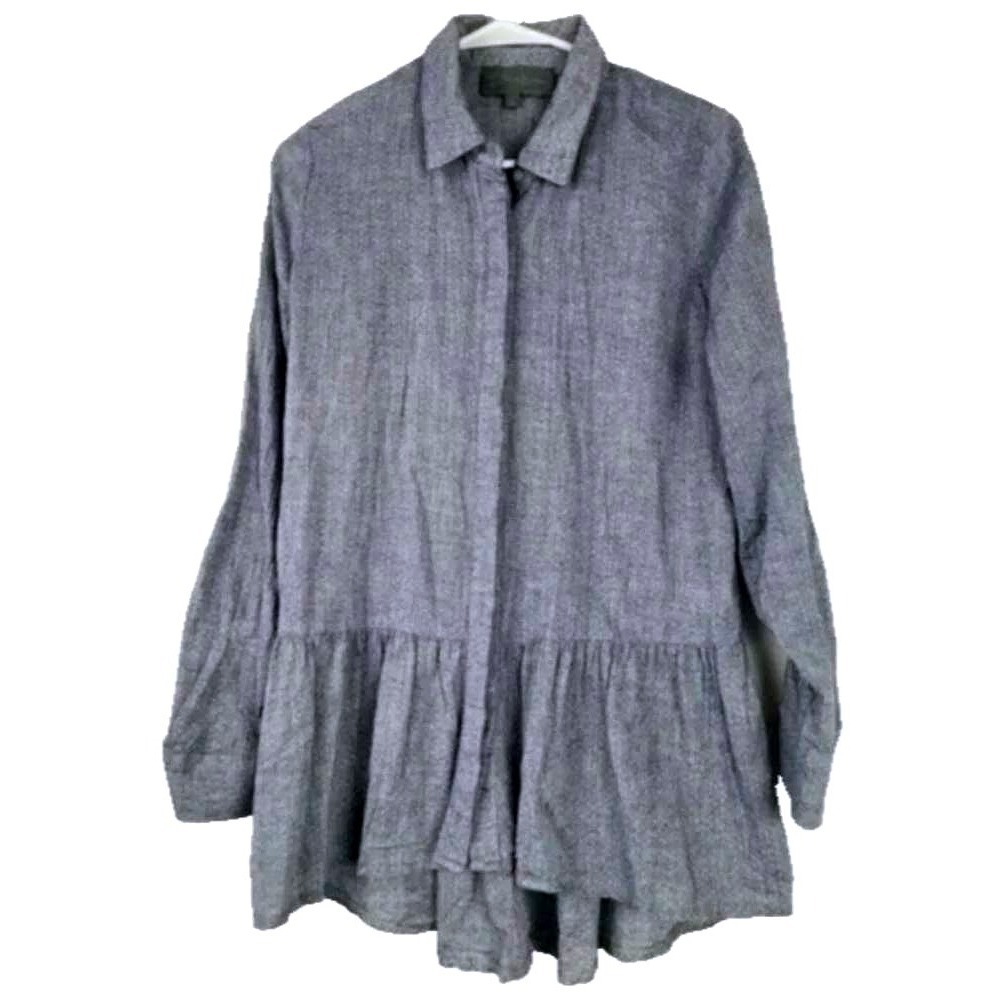 Anthropologie Sunday In Brooklyn BOHO Top Women Small Blue Polka Dot Long Sleeve
